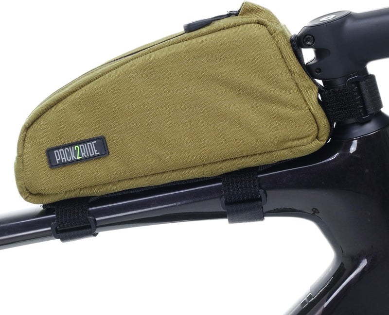 PACK2RIDE Toprock Frame Bag - Water Resistant, Durable Cordura Fabric & Bicycle Daily Essentials Holder - Top Tube, Frame Storage, Bikepacking for Road, Gravel Cycling - Coyote (1 L) - Image 1